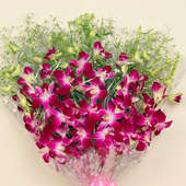 Zoom view of 6 Purple Orchids Bunch - A flower gift of Orchid Special Combo