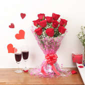 Buy Red Roses Bouquet Wide View