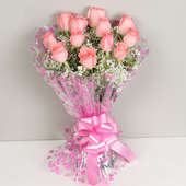 12 Pink Roses Bouquet - Buy Valentines Flower Bouquet