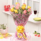 Seductive Rose Garden: Bouquet of Yellow and Pink Roses
