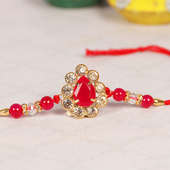 Pearly Pamper Red Rakhi Top View
