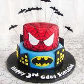 Spiderman Batman Theme Cake