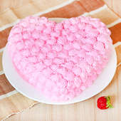Heart-shape Strawberry Anniversary Cake Eggless - Zoom View
