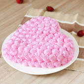 Heart-shape Strawberry Anniversary Cake Eggless - Top View