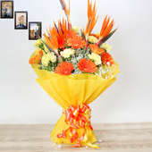24 Mixed Flowers Bouquet - Orange Color Flowers