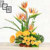 Orange and Yellow Blooms in Basket