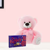 Pink Teddy N Cadbury Chocolate Treats