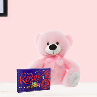 Pink Teddy N Cadbury Chocolate Treats