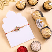 Order Vibrant Floral Rakhi With Ferrero Rocher Online to Usa