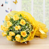 A Bunch of 12 yellow roses - Part of Choco Yellow Rosey Delight