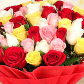 Bunch of 50 mixed roses in Zoomed View