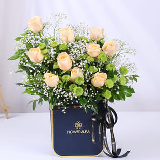 A Bouquet Of Peachy Rose Dreams