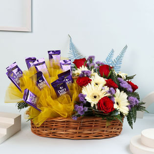 Flowers & Chocolates Gift Basket