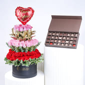A Heartfelt Hug Of Roses N Chocolates 