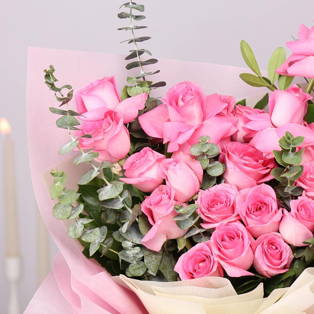 A Love Note In Pink Roses