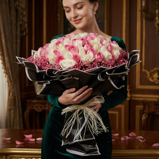 A Love Story In Pink N White Roses