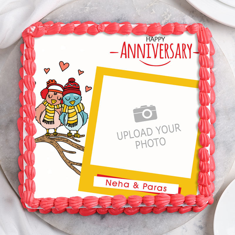 Love Birds photo cake for marriage anniversary