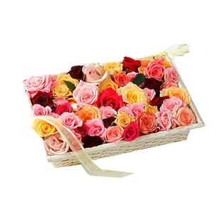 Abundant Basket Of 50 Roses