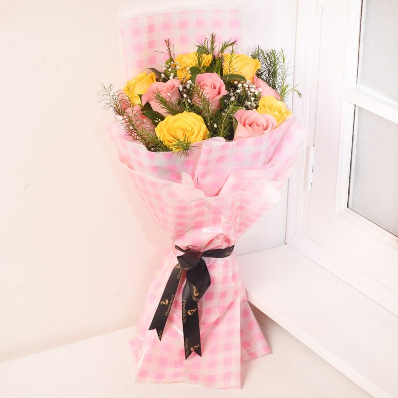 Yellow and Pin Rose Combo