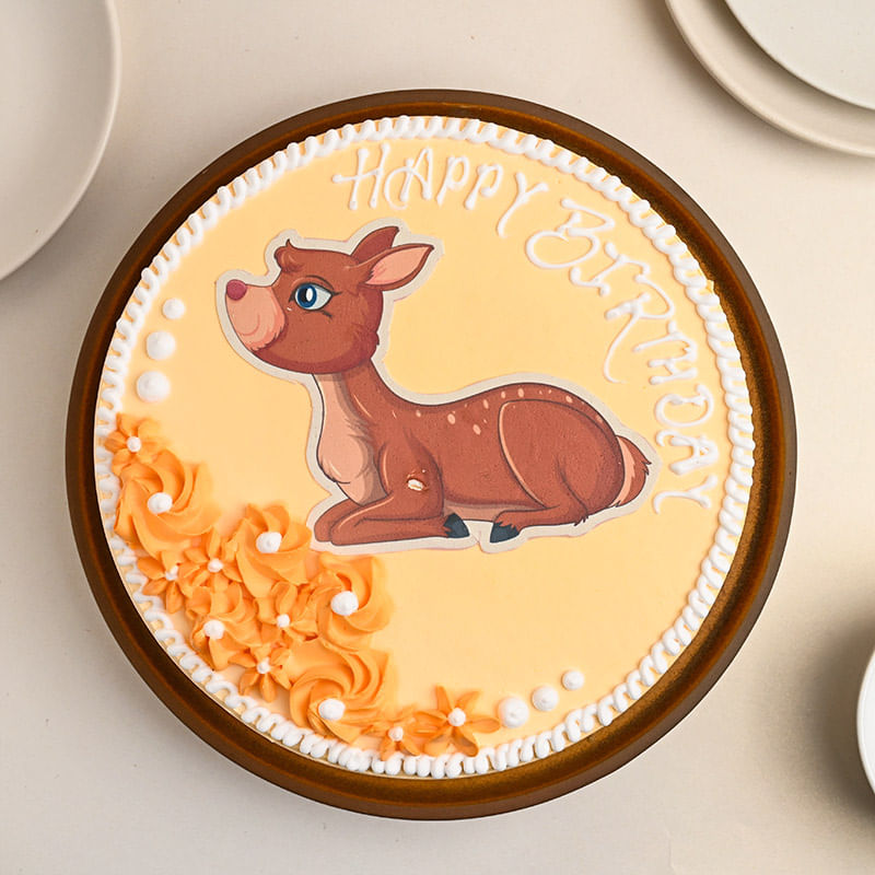 Adorable Deer Theme Cake - Top View