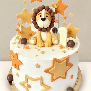 Adorable Lion King Themed Fondant Cake