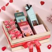 Adorable Pink Roses N Treats Gift Basket