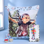 Adorable Unicorn Hairclip Rakhi With Personalised Cushion