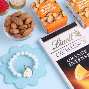 Adorable Unicorn Rakhi With Choco Nutty Treats