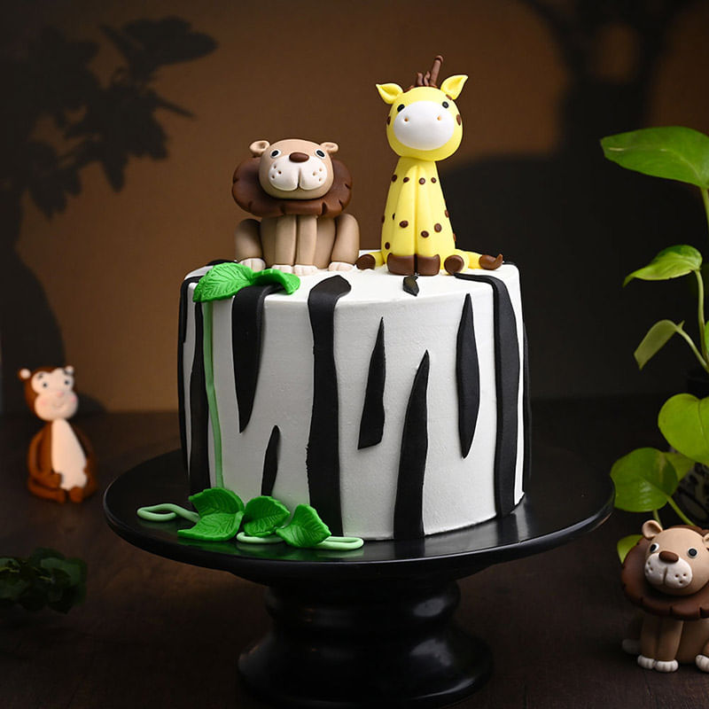 Side View of Adorable Wildlife Cake