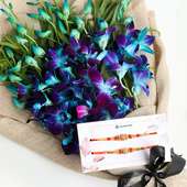 Adorned Om N Swastik Rakhis With Jute Wrapped Orchids