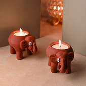 Aesthetic Elephant Terracota Diya - Best Diwali Gift For Wife