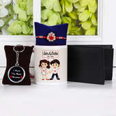Rakhi with Keychain and Wallet Hamper