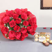 Roses With Ferrero Rocher Chocolate Box