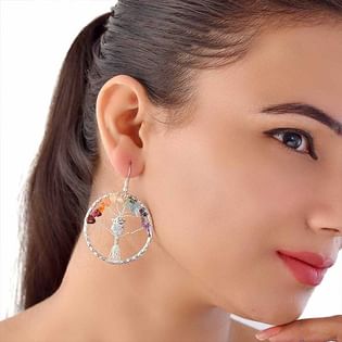 Buy Alloy Silver Tree Of Life Earrings for Valentine's day