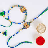 Alluring Beaded Bhaiya Bhabhi Rakhi Set