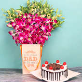 Orchids Bunch and Cake Combo for Dad