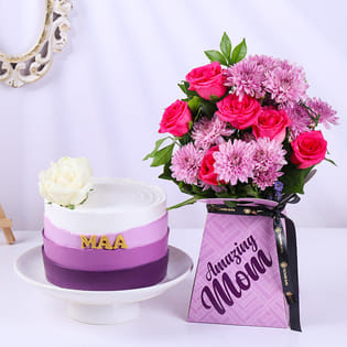 Amazing Mom Florals N Ombre Cake Combo