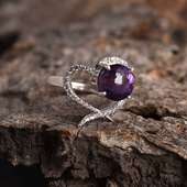 Amethyst With Cubic Zirconia Heart Ring