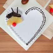 Heart Shaped Chocolate Pineapple Cake with Top View