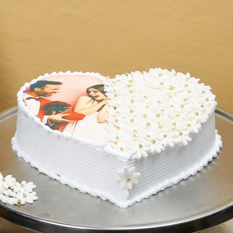 Anniversary Heart Photo Cake