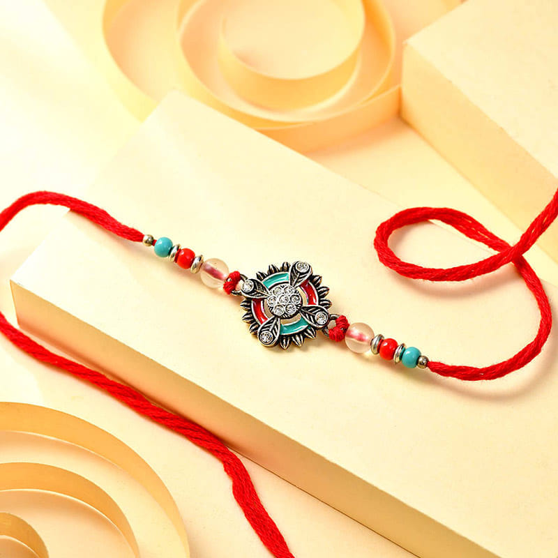 Antique Enamel Rakhi With Chocobite