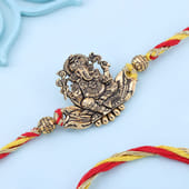Antique Golden Ganesha Rakhi