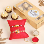 Antique Pearl Bhaiya Bhabhi Rakhi Set With Ferrero Rocher