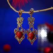 Red Antique Red Heart Danglers