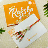 Pearl Lumba Rakhi With Card For Bhabhi