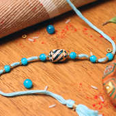 Aqua Blue Beads Rakhi