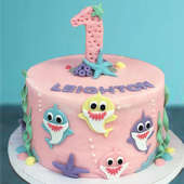 Aquatic Baby Shark 1st Birthday Cake