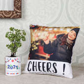 Arelia New Year Combo Gift a Personalized Mug Vase and Cushion 