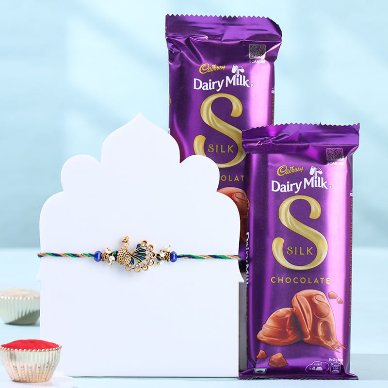 Artisan Peacock Rakhi With Chocolate