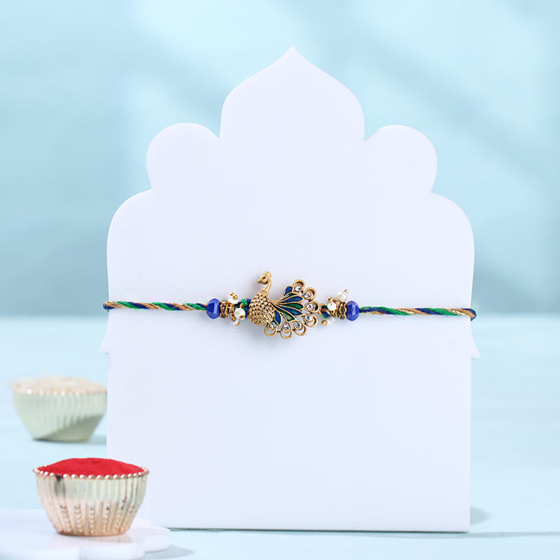 Artisan Peacock Rakhi With Chocolate